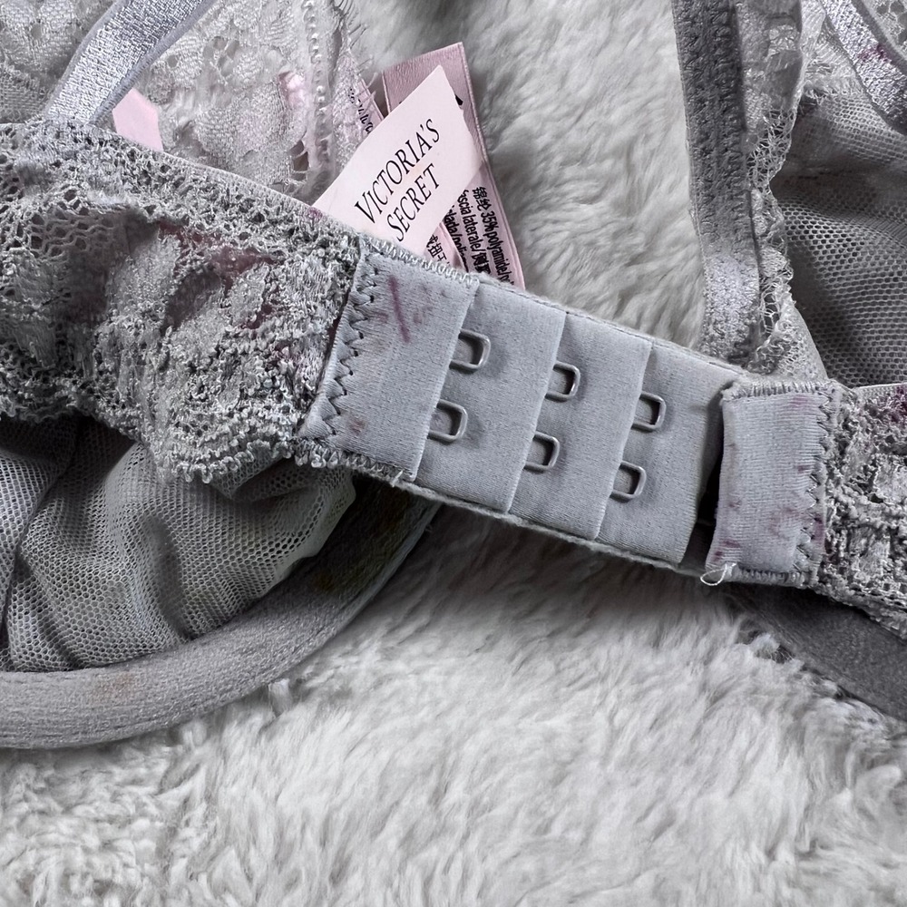 Victoria's Secret‎ Women's Dream Angels Grey Lace Unlined Plunge Bra Size Medium - Picture 11 of 17